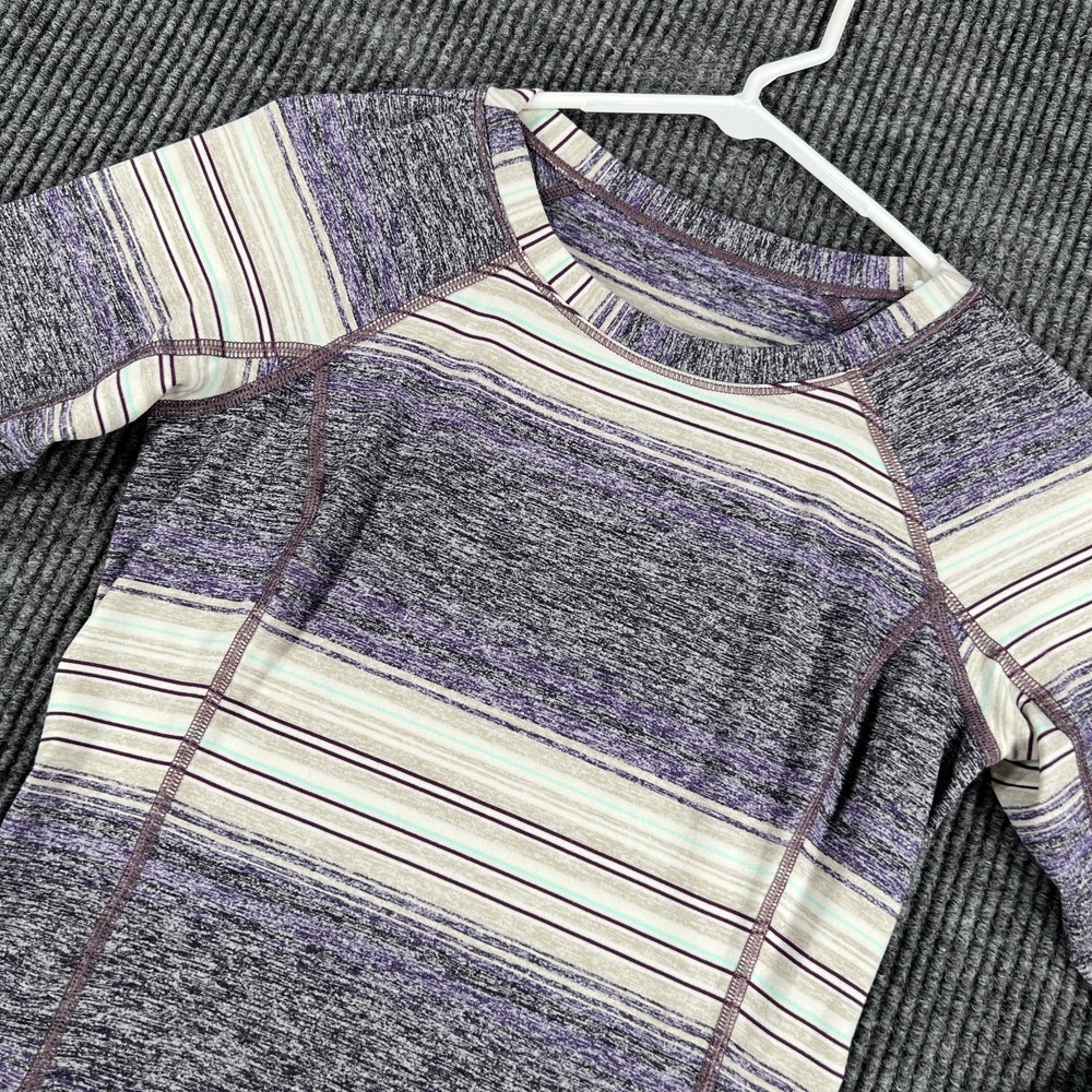 Lululemon Shirt Womens Size 4 Purple Cream Long Sleeve Striped‎ Performance